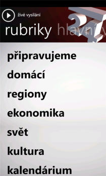 Videopohled na aplikaci ČT24 pro Windows Phone 7