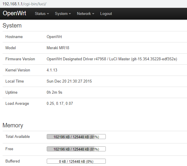 OpenWrt na Meraki MR18