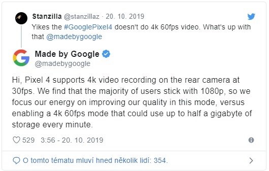 Nové Pixely 4 neumí nahrávat 4K video při 60 fps. Jaké jsou důvody?