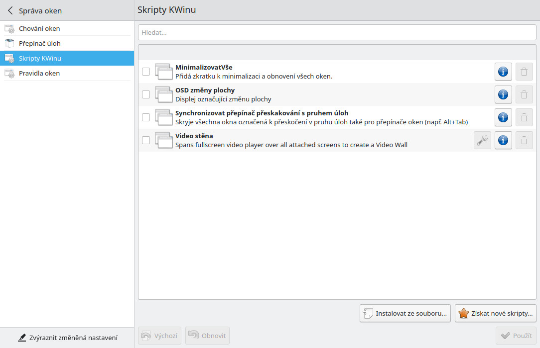 Správa oken - Skripty KWinu