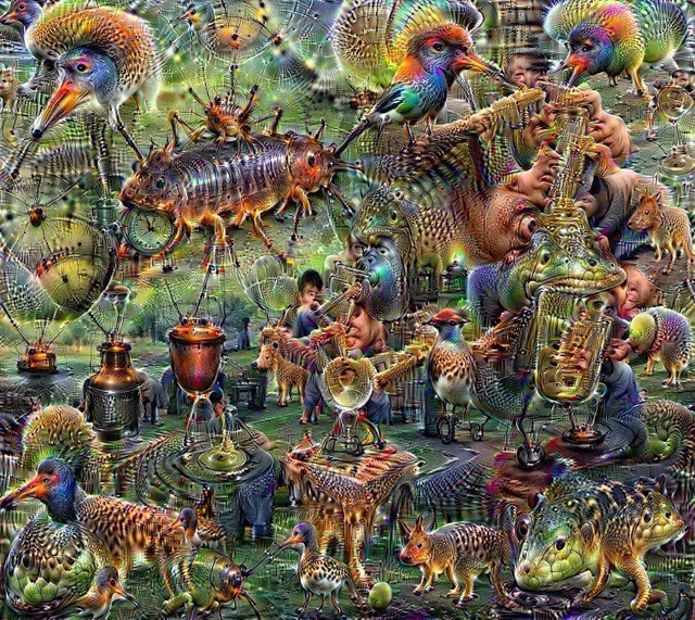 Práce neuronové sítě z Deep Dream Generator