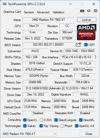 Asus TUF Radeon RX 7900 XT: Vliv profilů pro ztišení, přetaktování, či undervolting v ovladačích AMD na výkon a vlastnosti