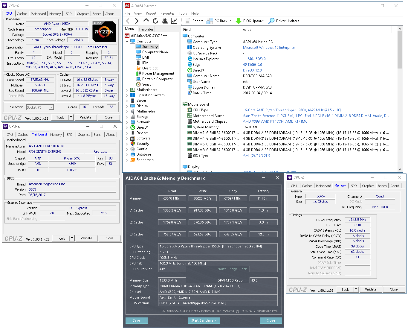 Deska Asus a Ryzen Threadripper 1950X