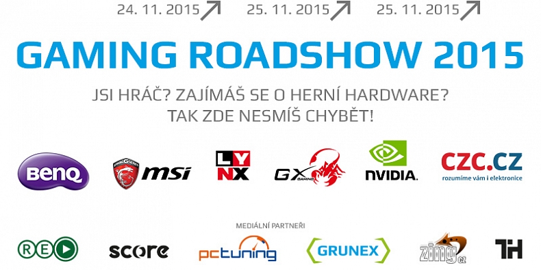  Na konci listopadu odstartuje Gaming Roadshow 2015. Mluvit se bude hlavně o herním hardwaru