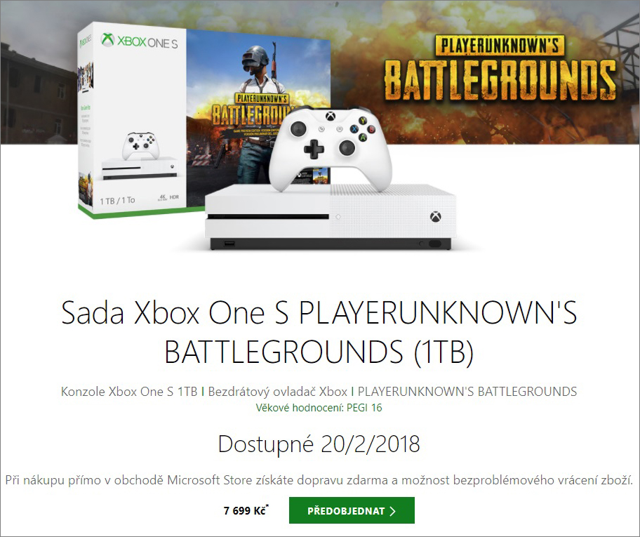 Získejte zdarma PlayerUnknown’s Battlegrounds při koupi konzole Xbox One S