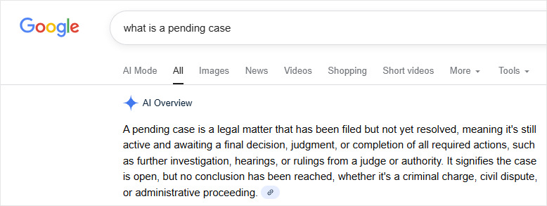 Pending Cases Definition