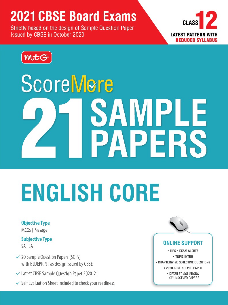 ScoreMore 21 Sample Papers For CBSE Board Exam 2021-22 - Class 12 English Core