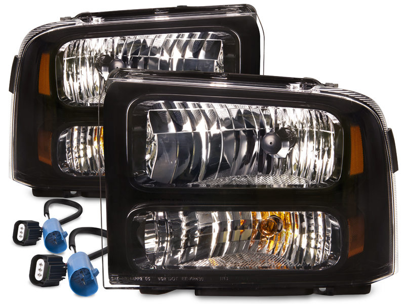 9904 SUPERDUTY EXCURSION CONVERSION 07 BLACK HARLEY HEADLIGHTS 00 01 02 03