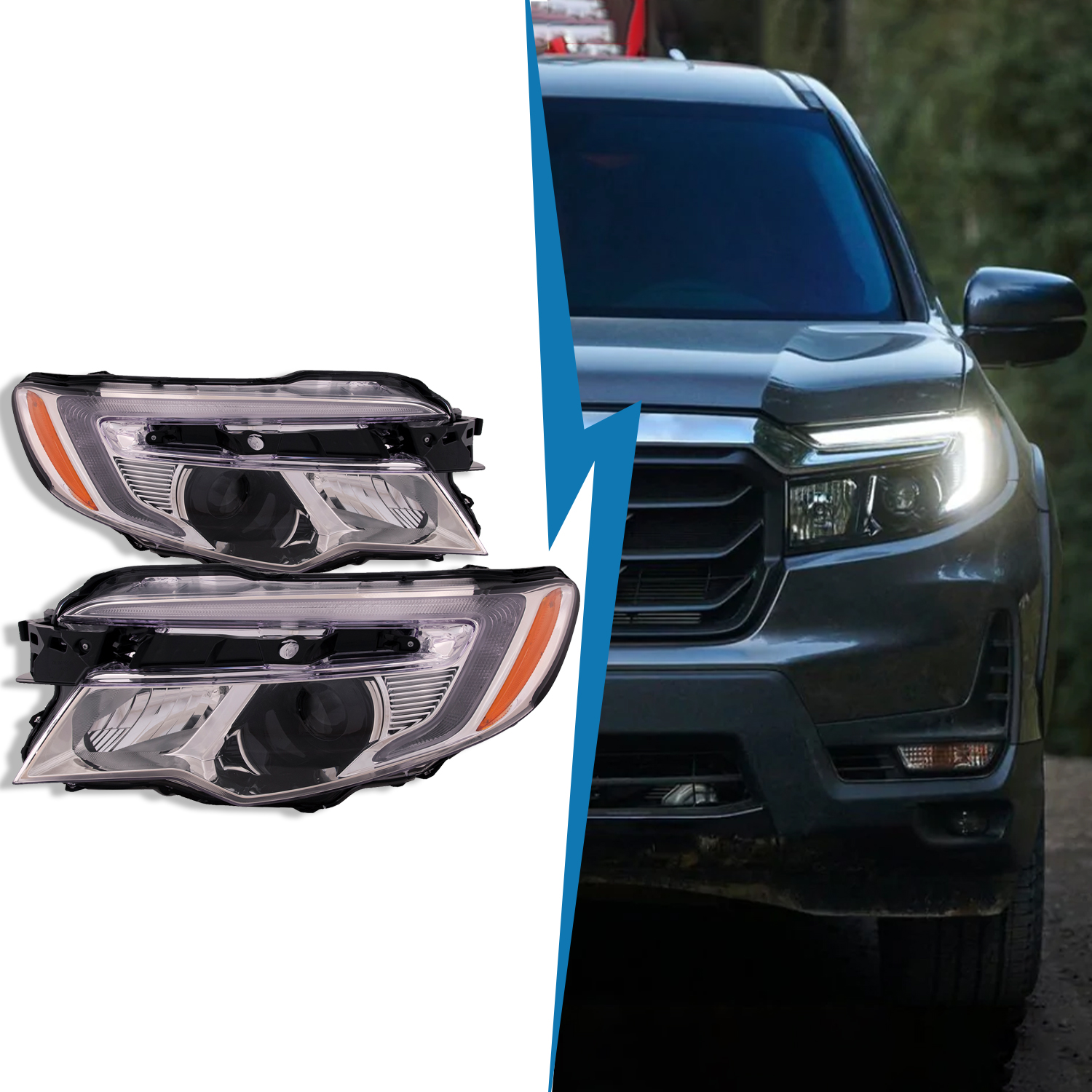 LED Headlight Set With DRL For Honda 16-22 Pilot 19-22 Passport 17