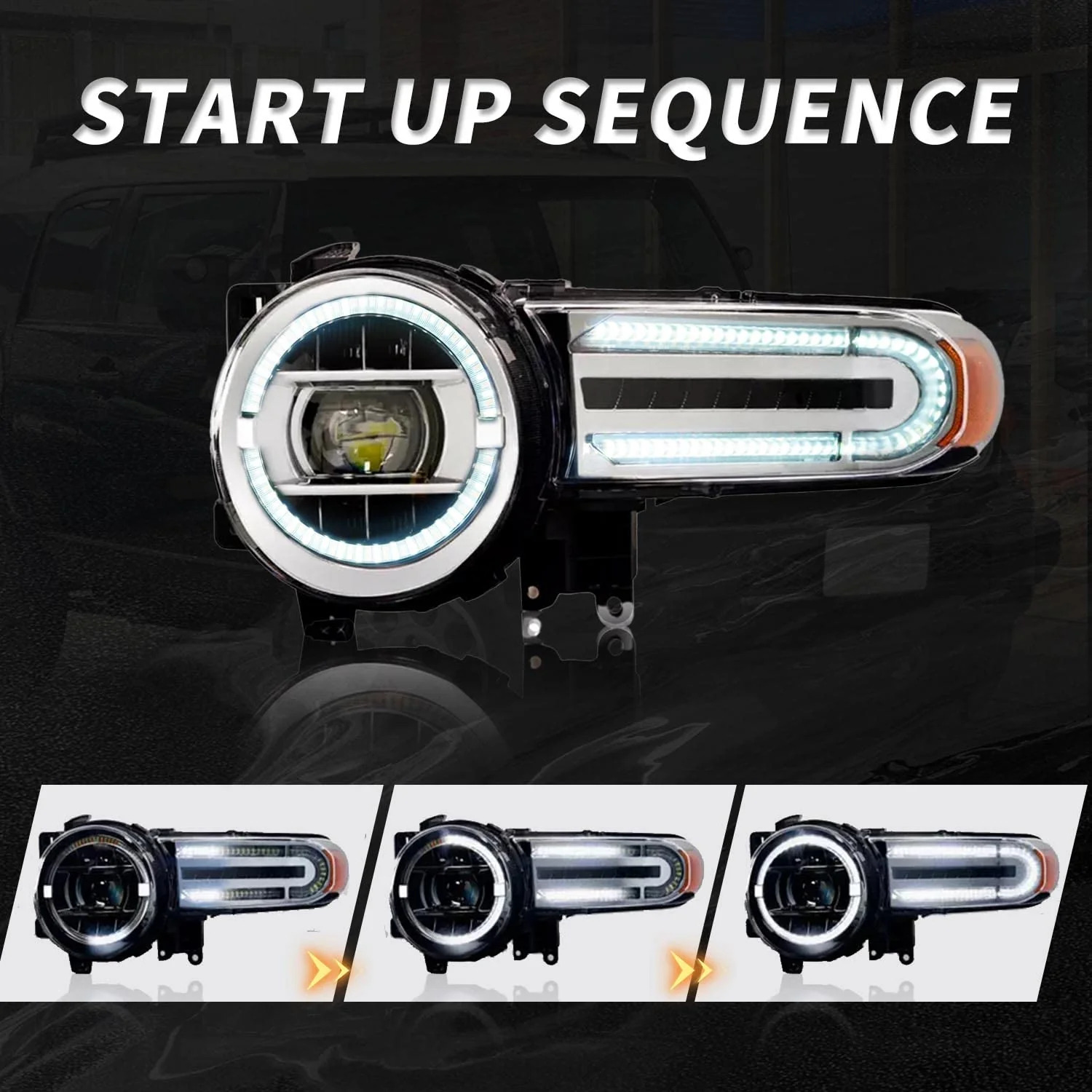 LED Headlight Set with Sequential Turn Signal for 2007-2014 Toyota