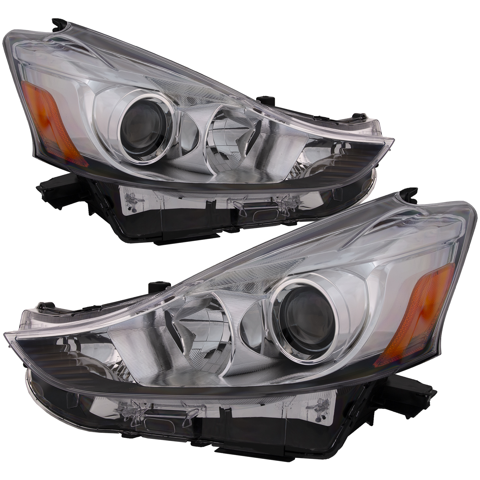 Headlights Set Halogen Fits 2015-2017 Toyota Prius V Chrome