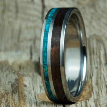 wood titanium rings