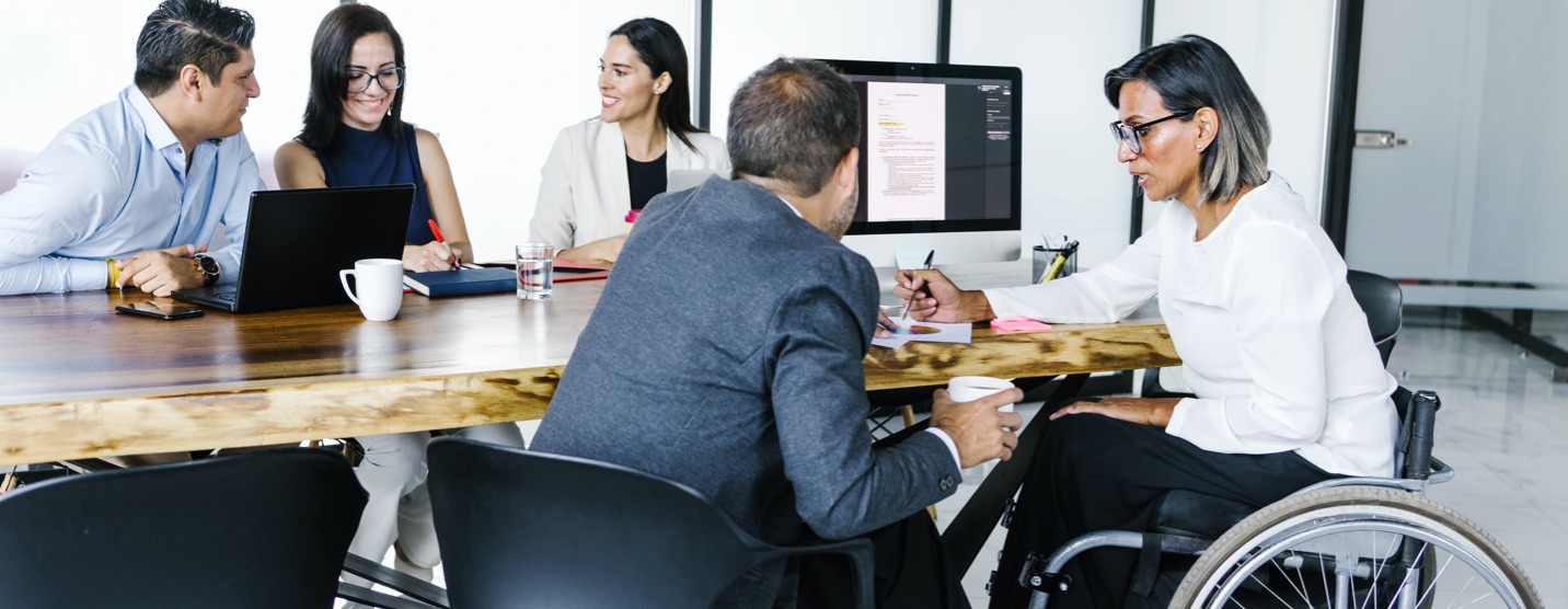 Business team reviewing SEO strategy