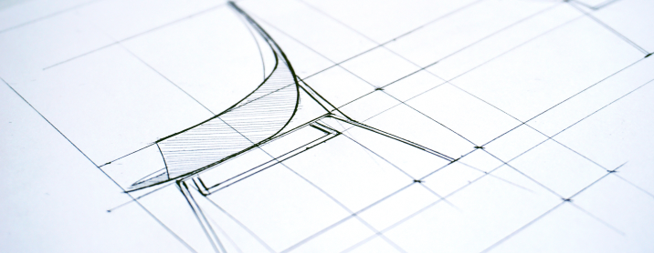 Design sketch of a chair done in pencil