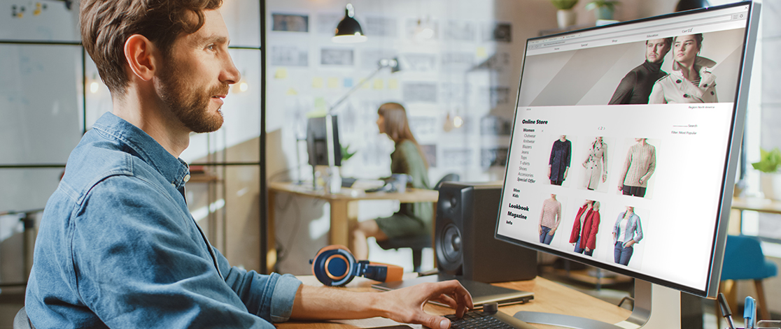 Young man browsing eCommerce platform