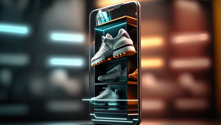 Ai generated image of an eCommerce shoe store on a mobile fun