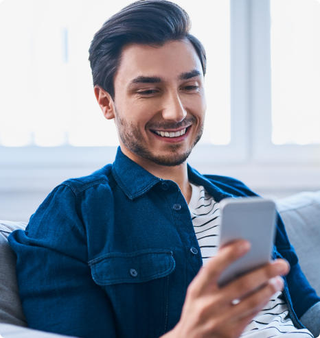 Man reading his emails on his phone