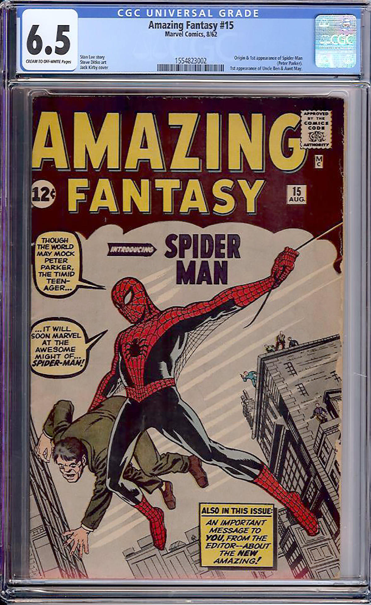 Amazing Fantasy #15 CGC 6.5 cr/ow