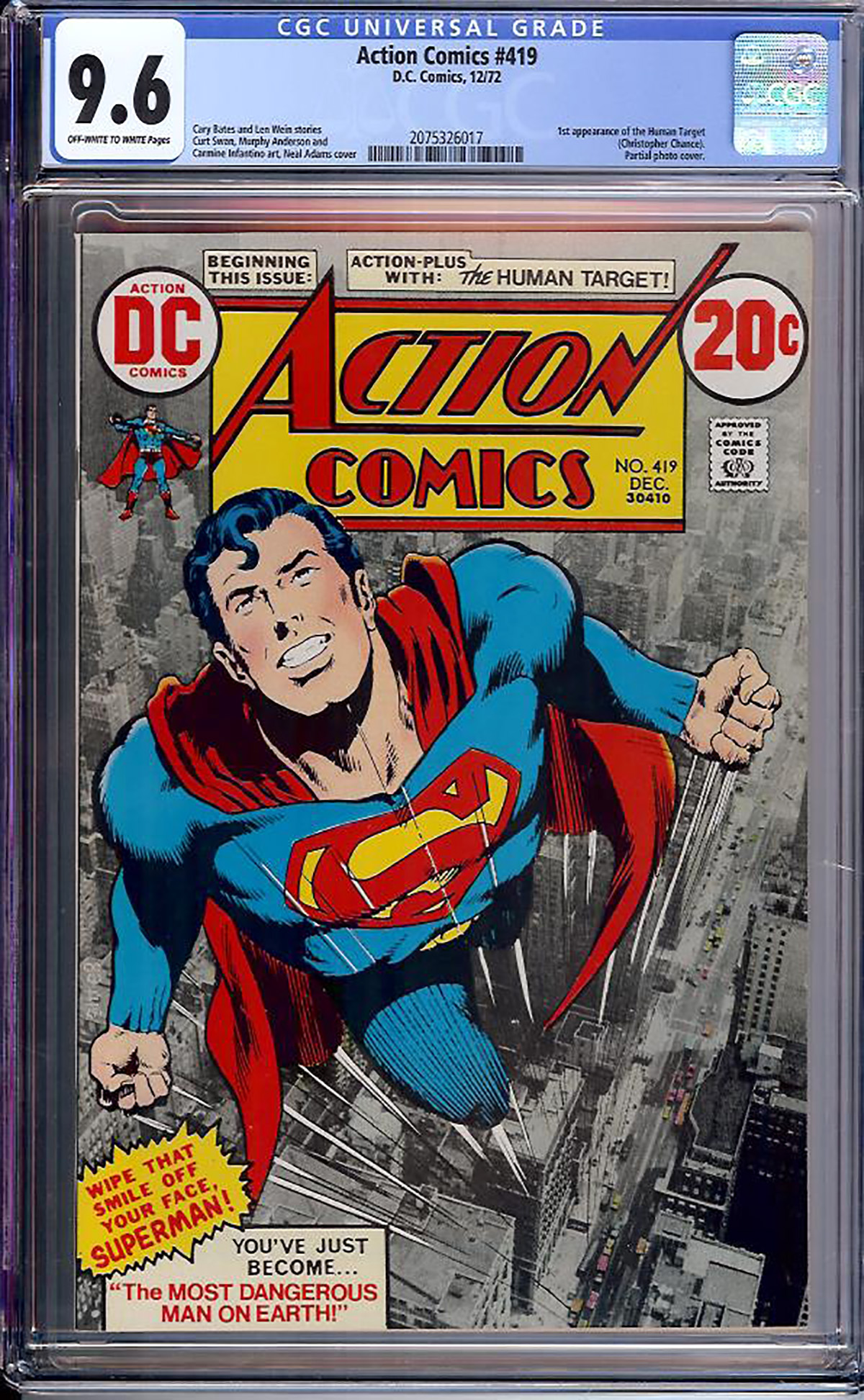 Action Comics #419 CGC 9.6 ow/w Davie Collection