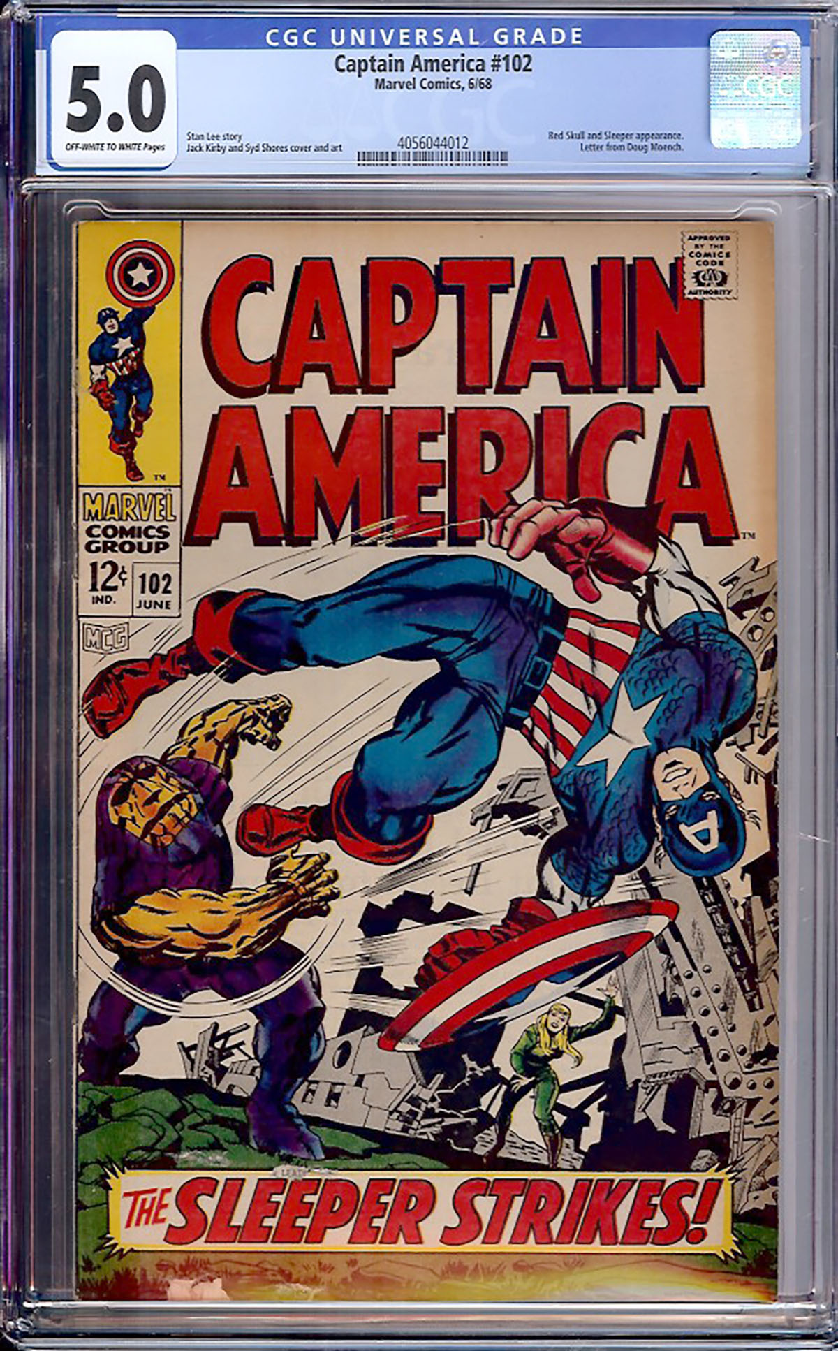 Captain America #102 CGC 5.0 ow/w