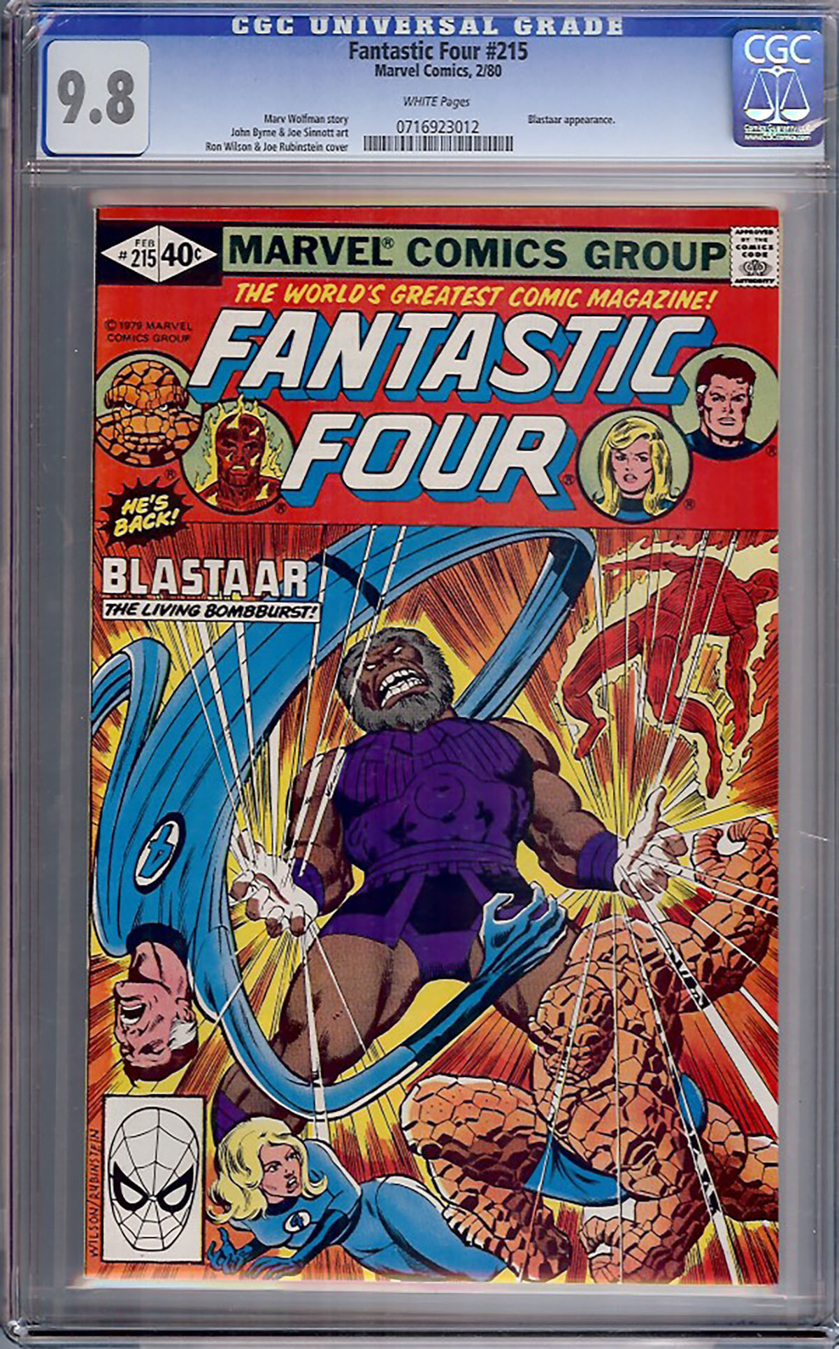 Fantastic Four #215 CGC 9.8 w