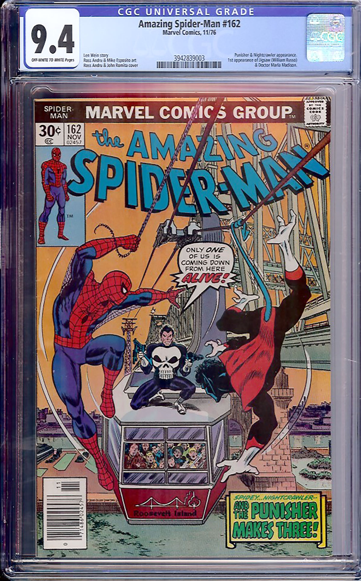 Amazing Spider-Man #162 CGC 9.4 ow/w