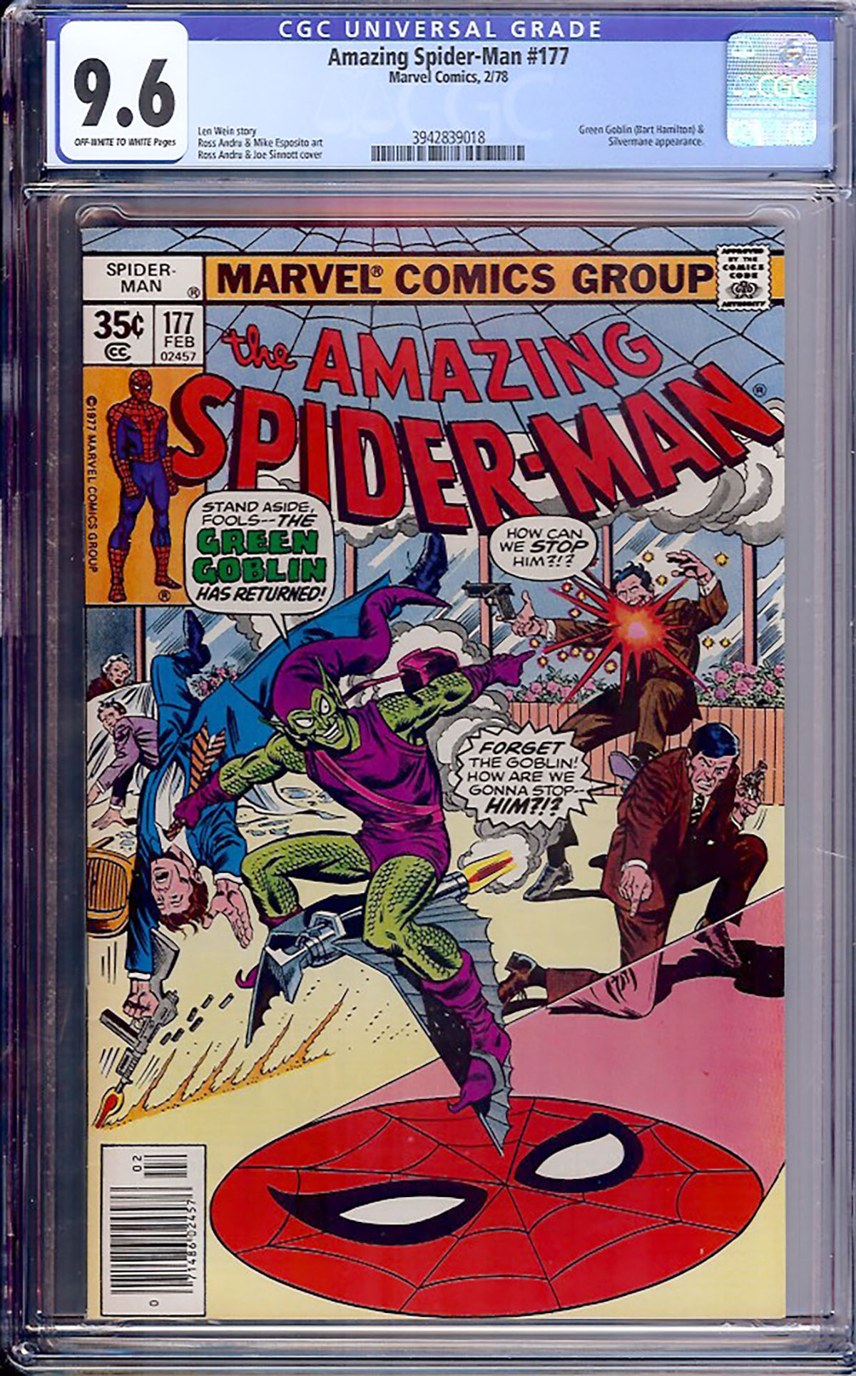 Amazing Spider-Man #177 CGC 9.6 ow/w