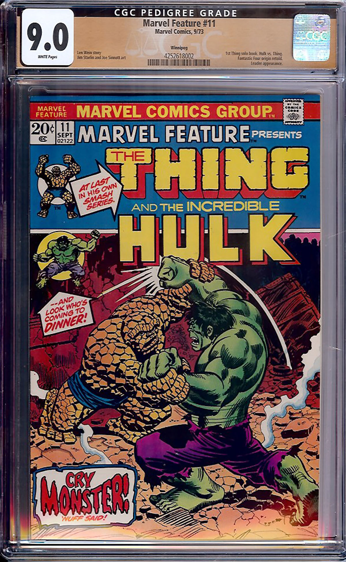 Marvel Feature #11 CGC 9.0 w Winnipeg