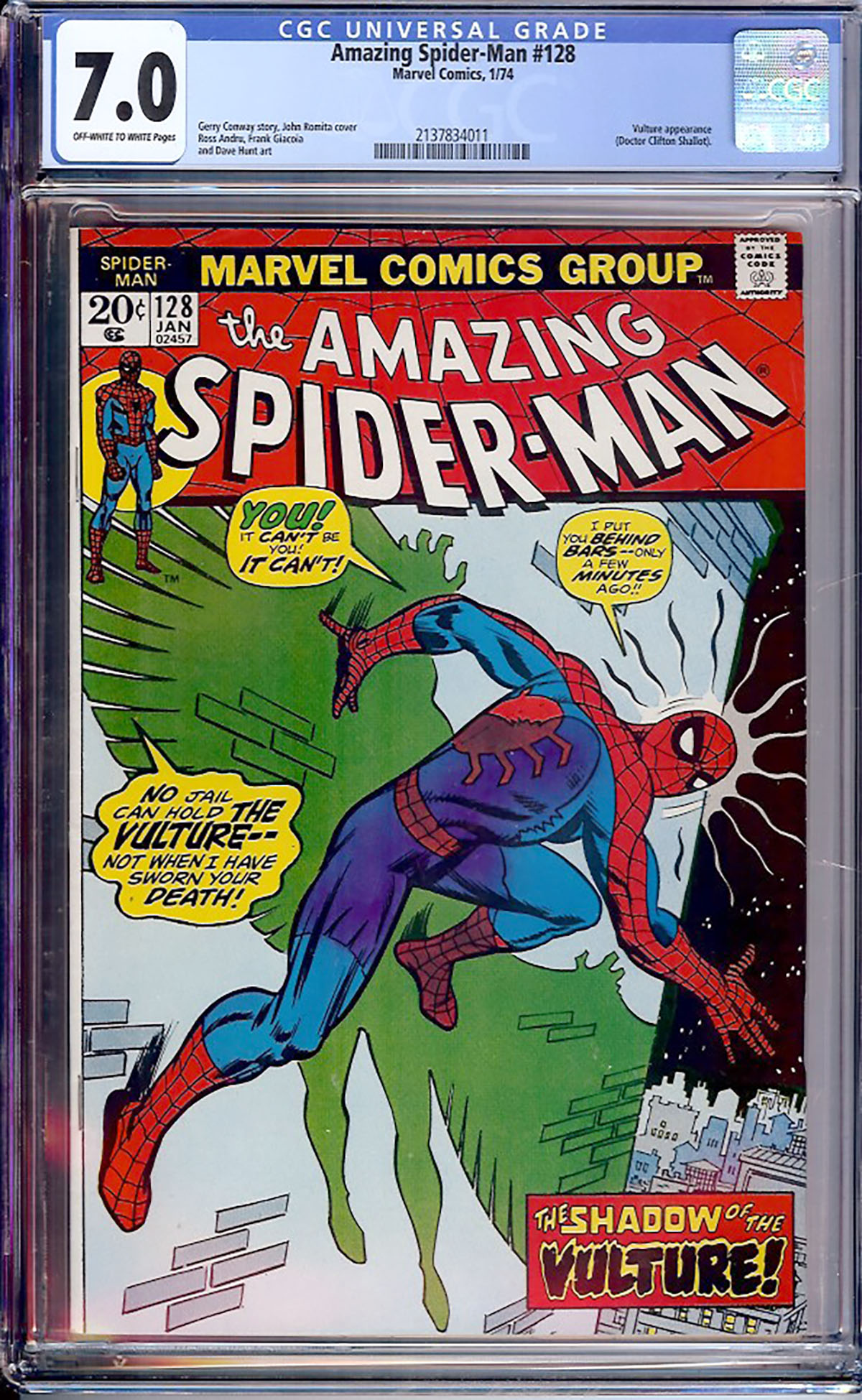 Amazing Spider-Man #128 CGC 7.0 ow/w