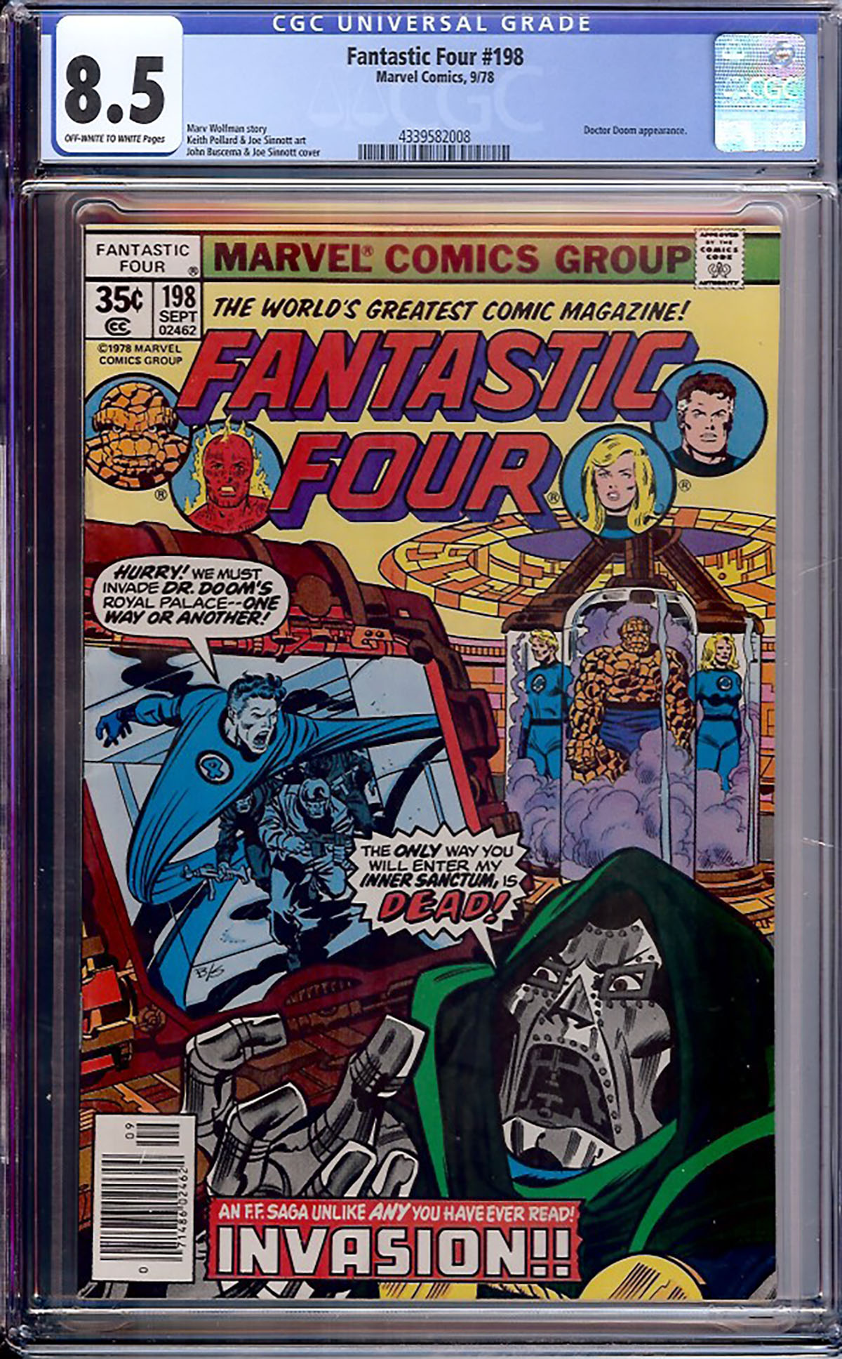 Fantastic Four #198 CGC 8.5 ow/w