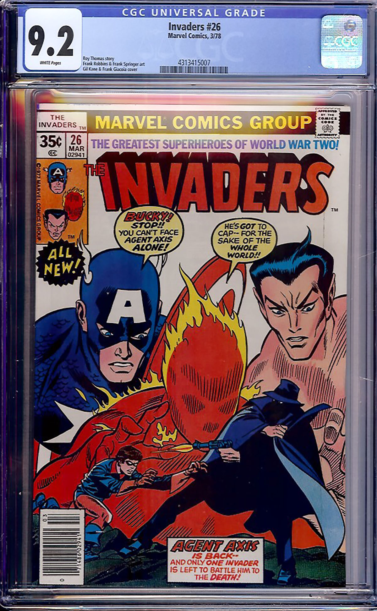 Invaders #26 CGC 9.2 w