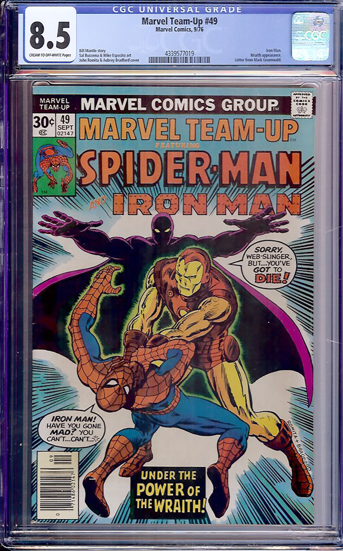 Marvel Team-Up #49 CGC 8.5 cr/ow
