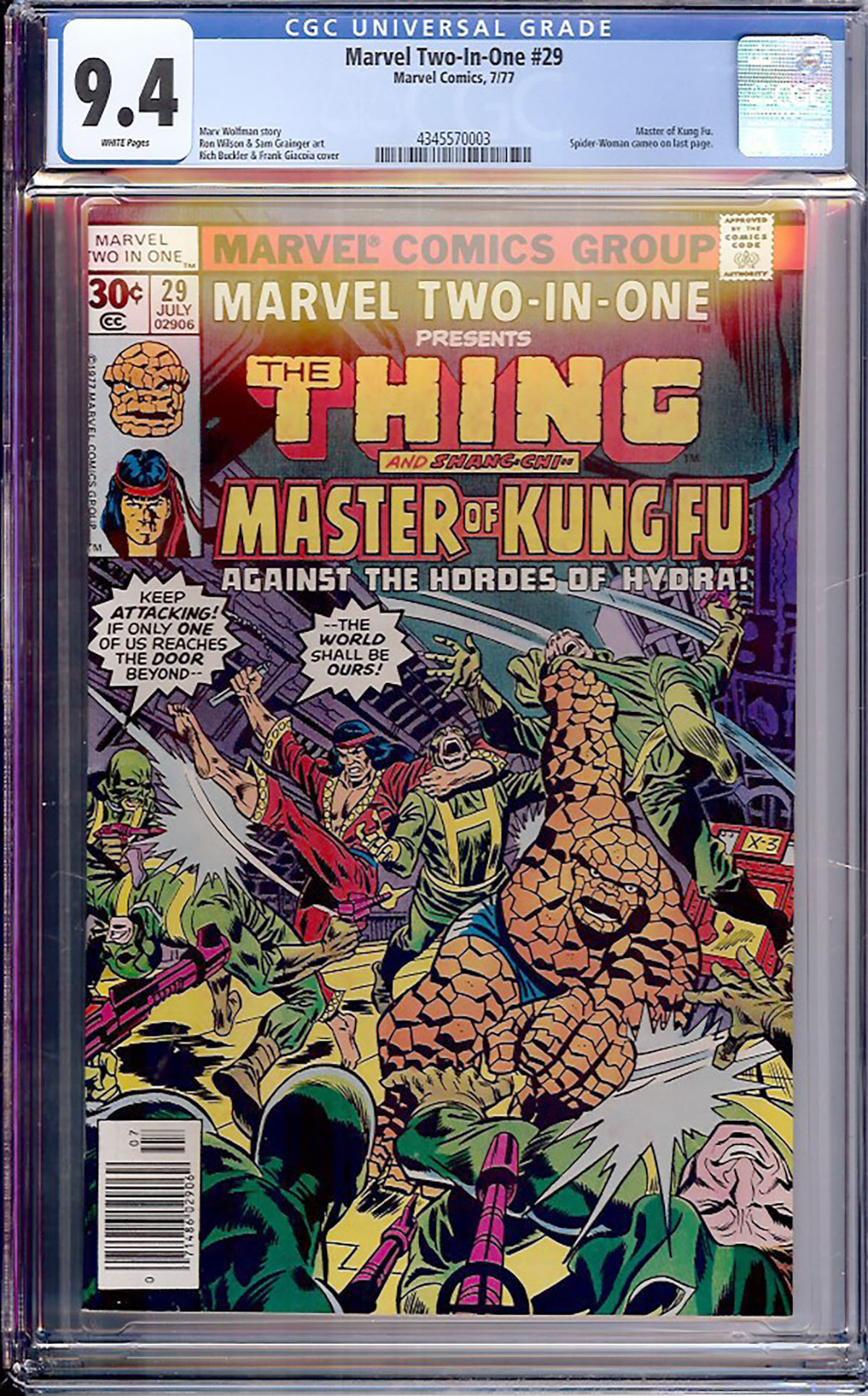 Marvel Two-In-One #29 CGC 9.4 w