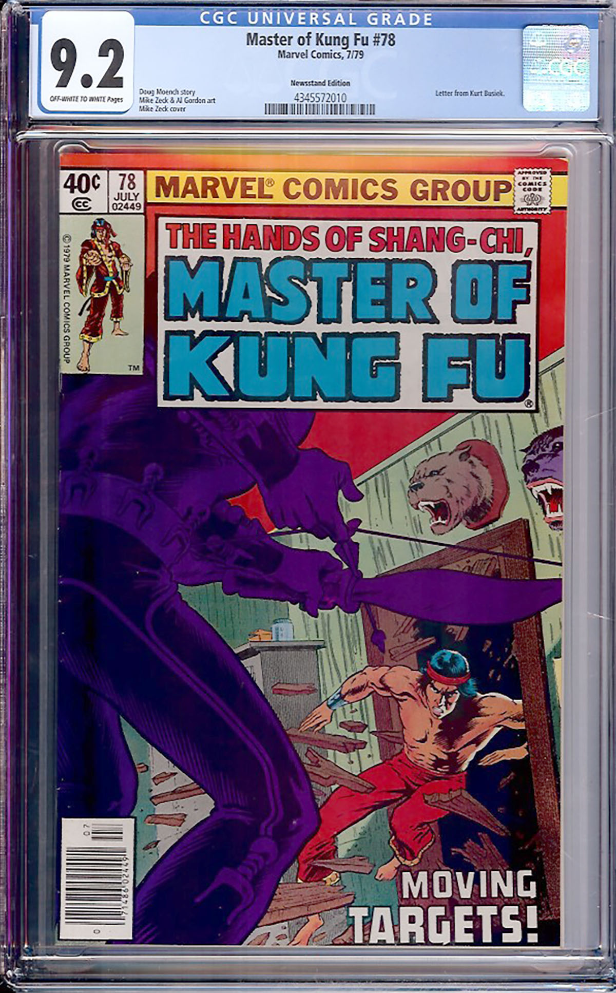 Master of Kung Fu #78 CGC 9.2 ow/w Newsstand Edition