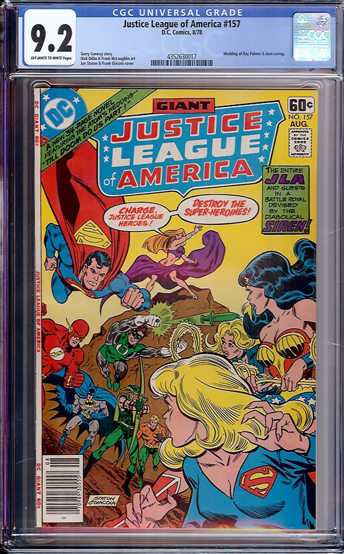 Justice League of America #157 CGC 9.2 ow/w
