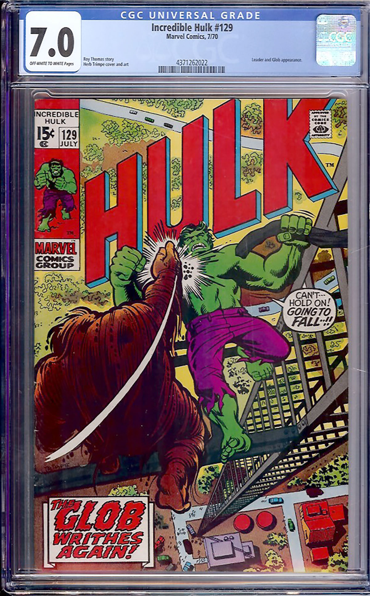 Incredible Hulk #129 CGC 7.0 ow/w