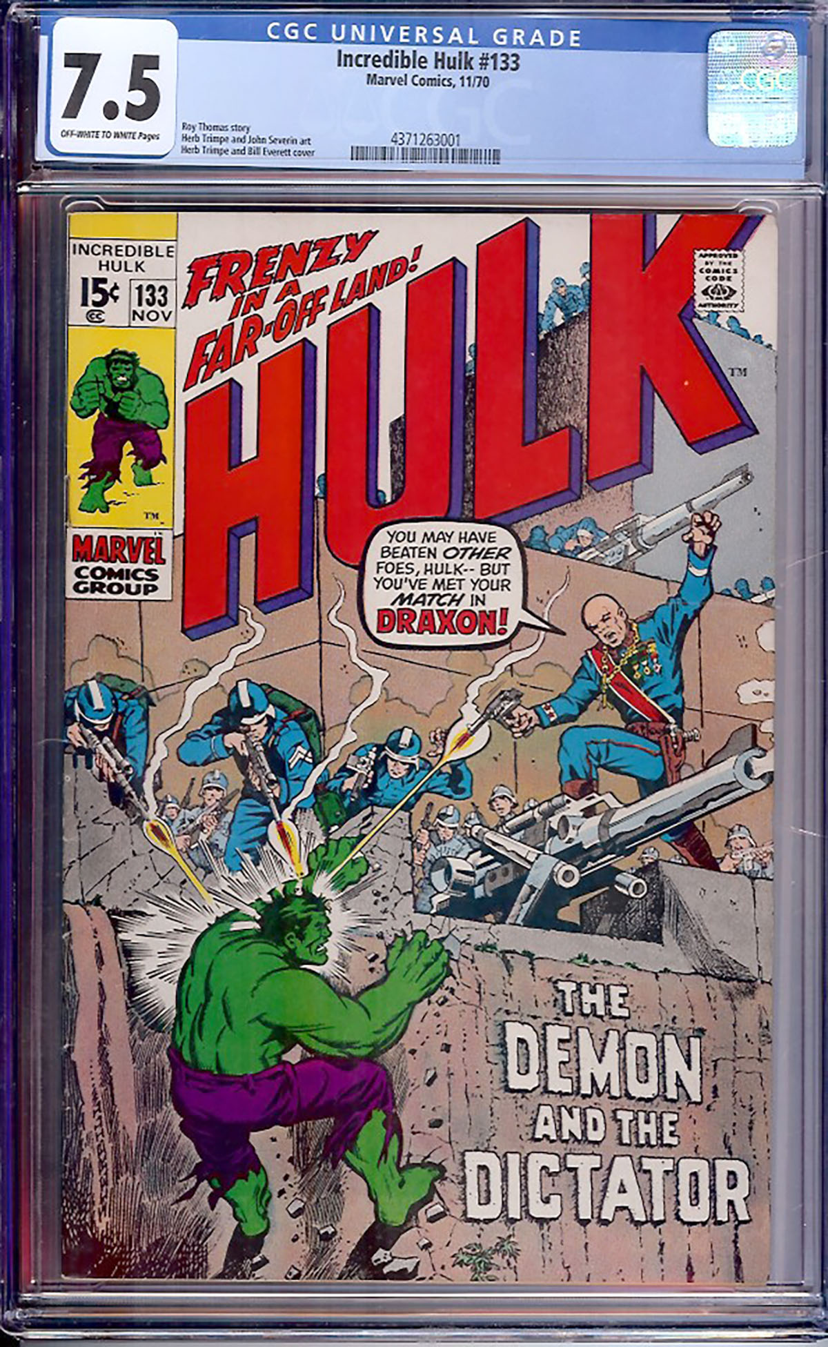 Incredible Hulk #133 CGC 7.5 ow/w