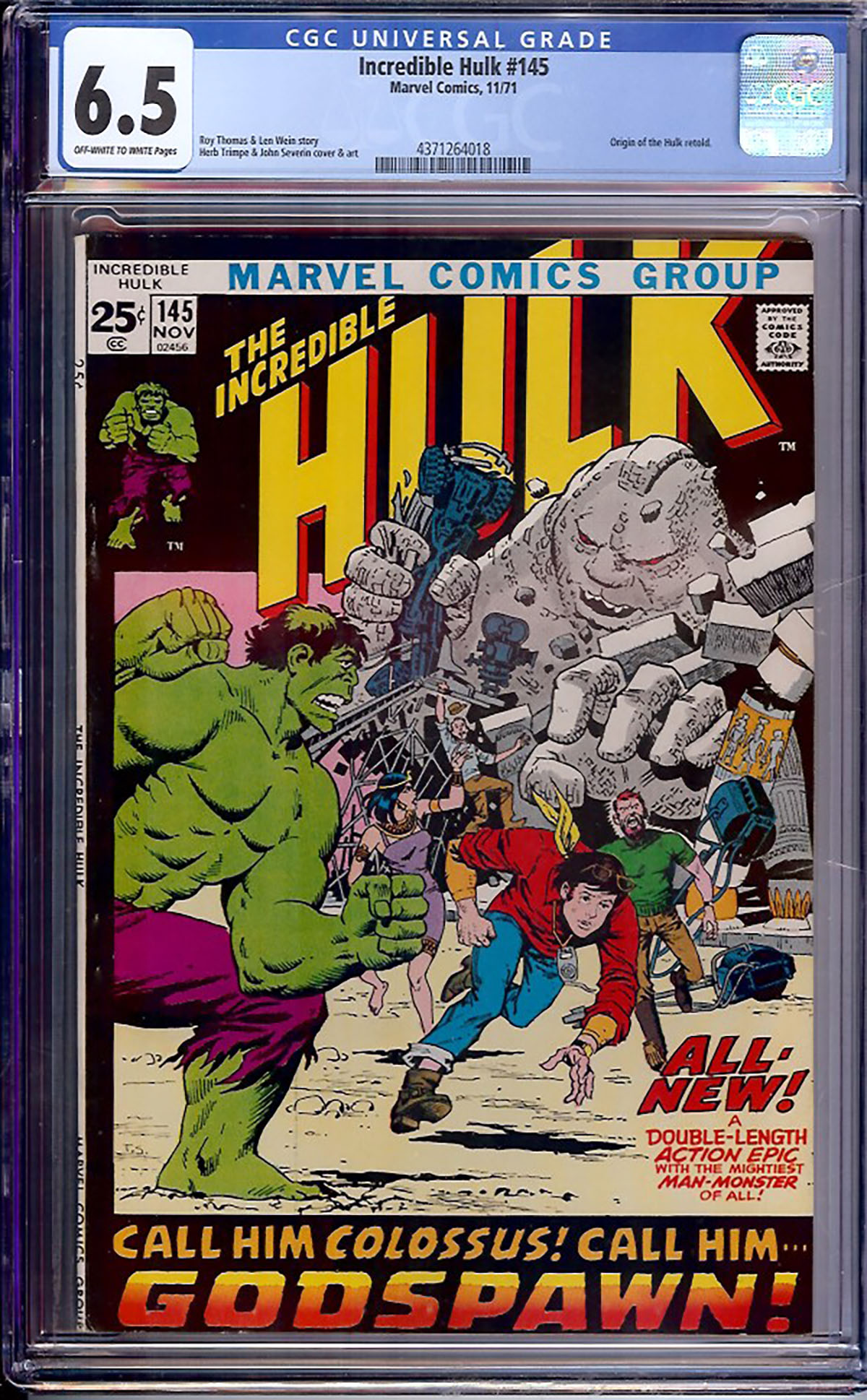 Incredible Hulk #145 CGC 6.5 ow/w