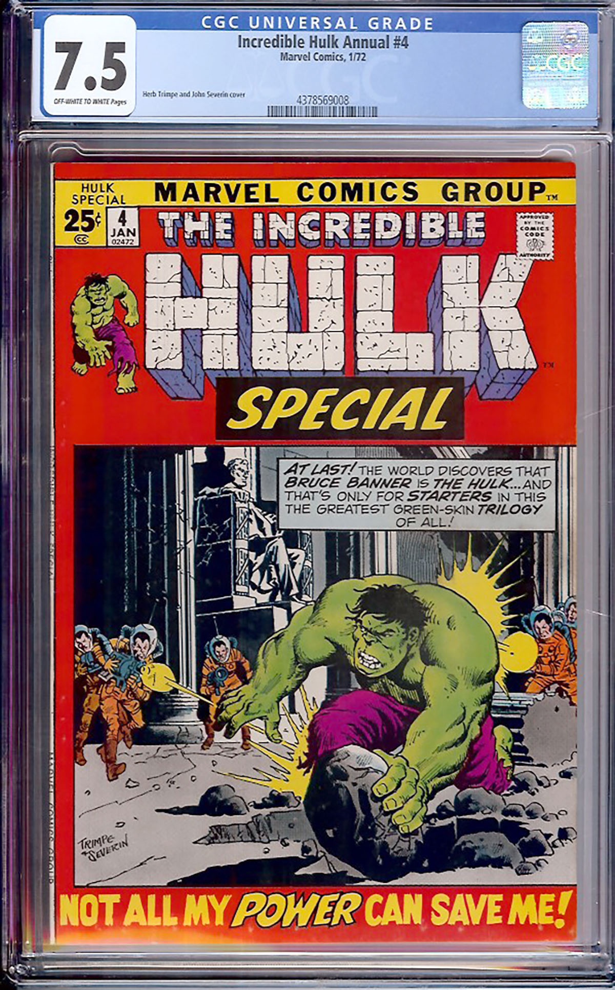 Incredible Hulk Annual #4 CGC 7.5 ow/w