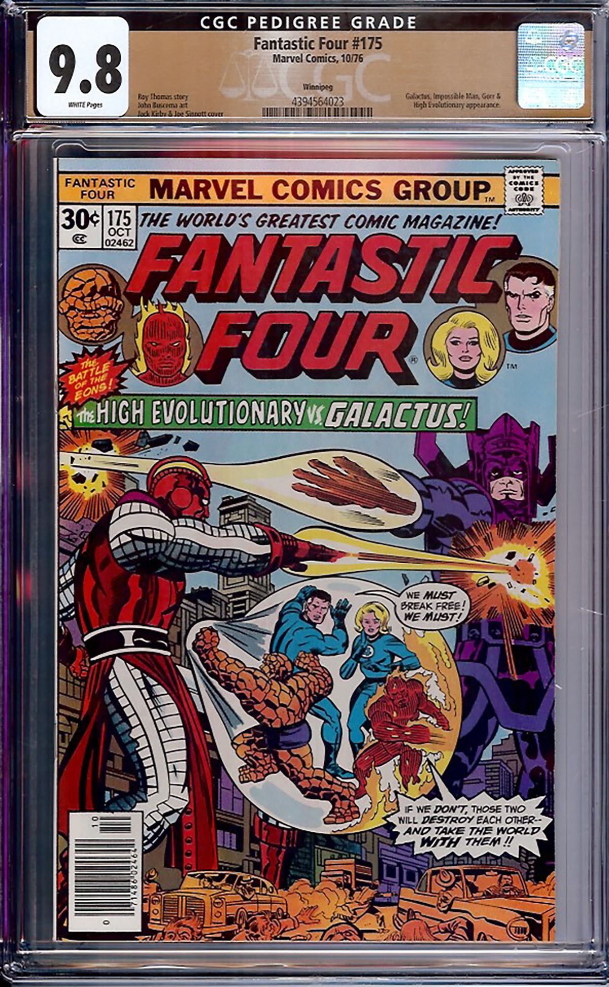 Fantastic Four #175 CGC 9.8 w Winnipeg