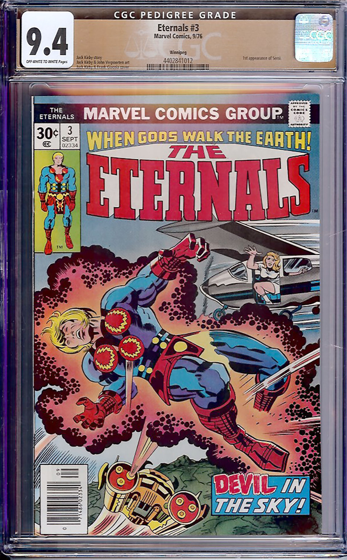 Eternals #3 CGC 9.4 ow/w Winnipeg