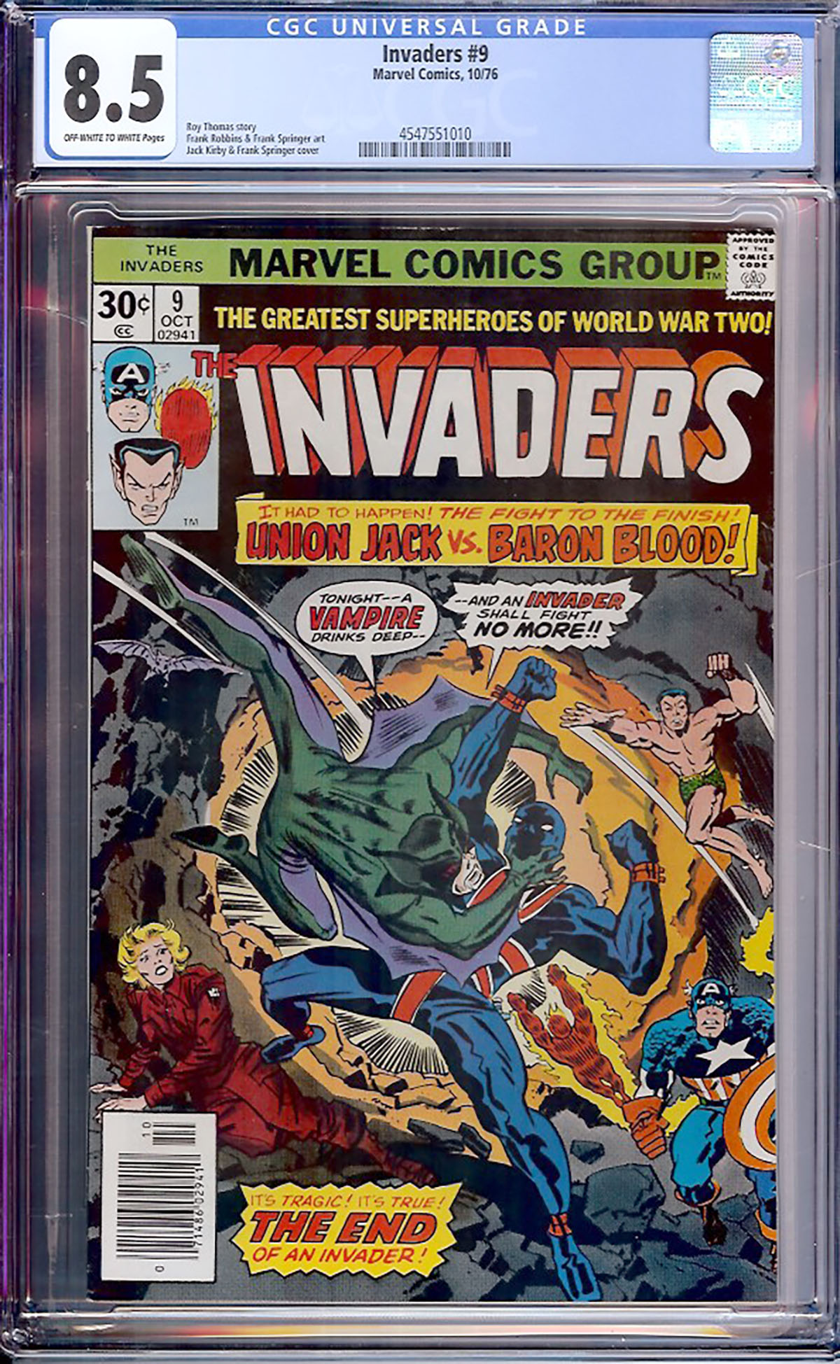 Invaders #9 CGC 8.5 ow/w