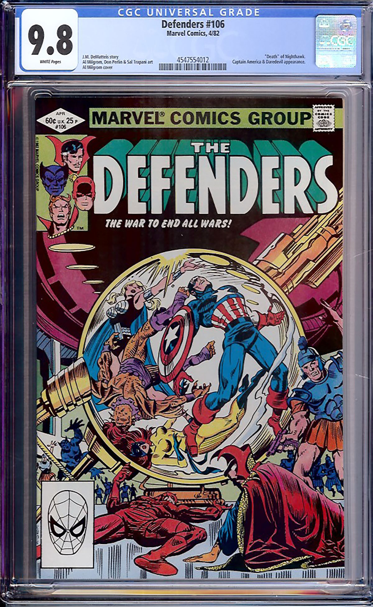 Defenders #106 CGC 9.8 w