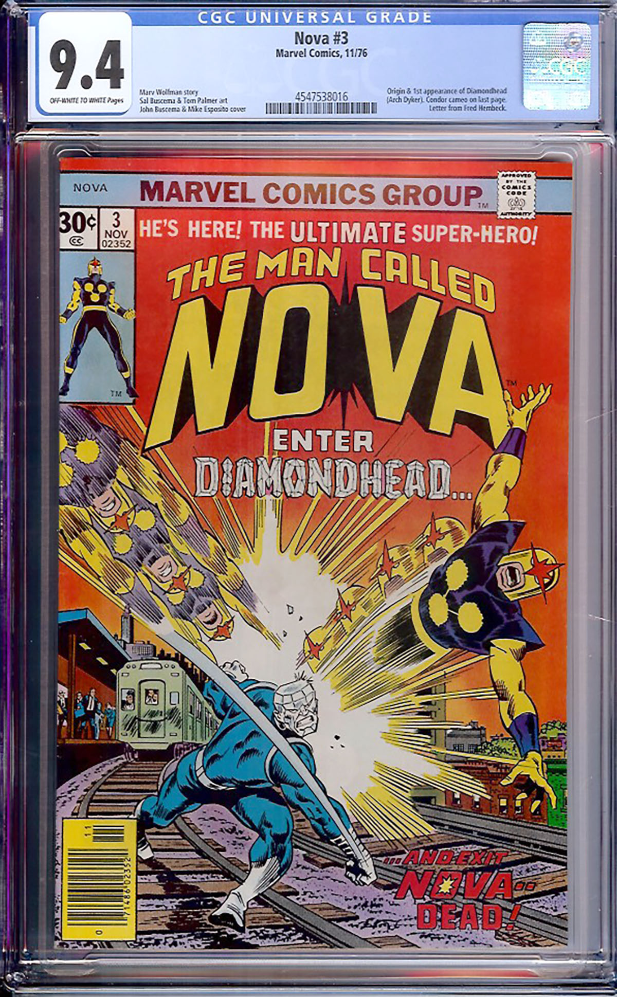 Nova #3 CGC 9.4 ow/w