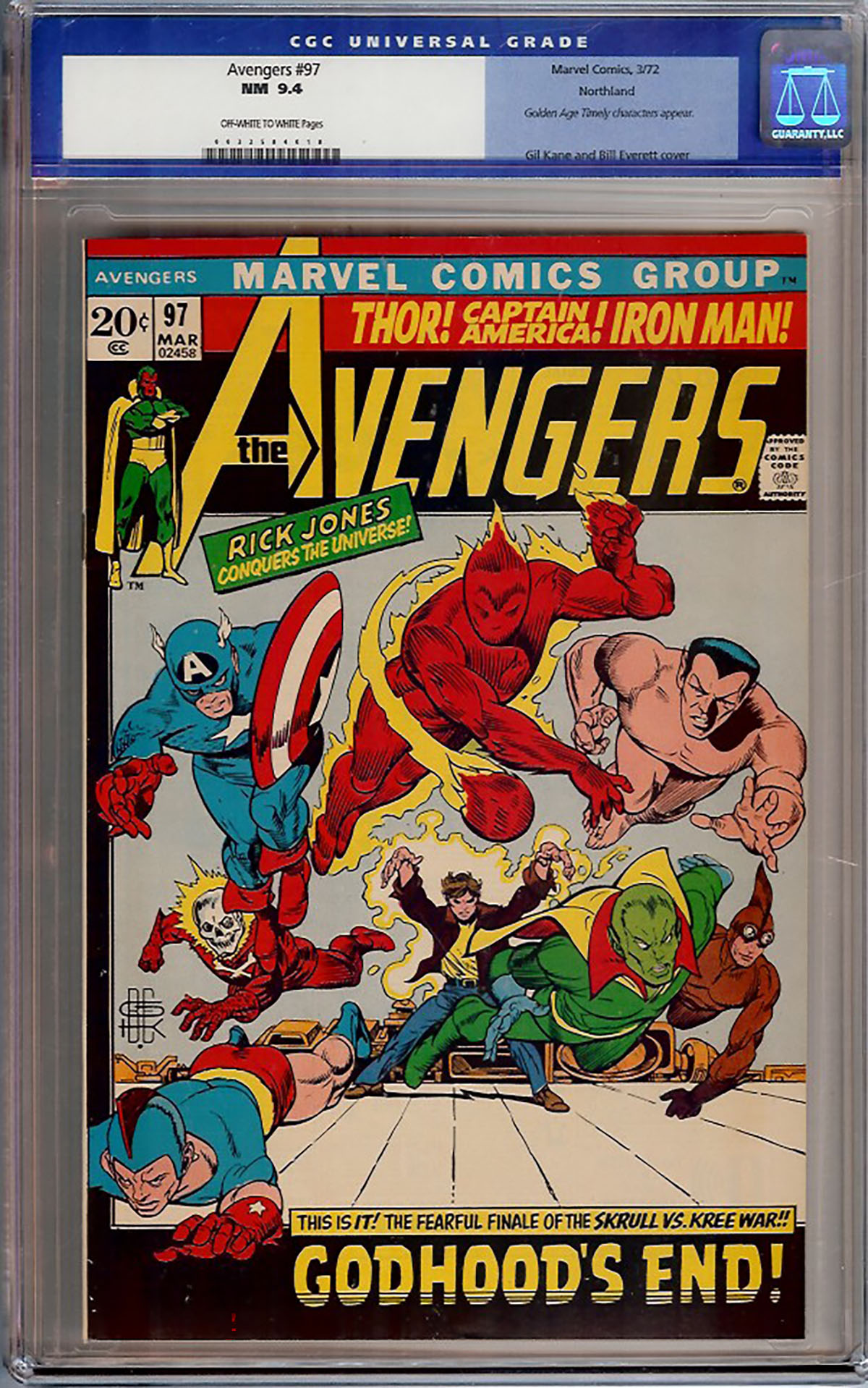Avengers #97 CGC 9.4 ow/w Northland