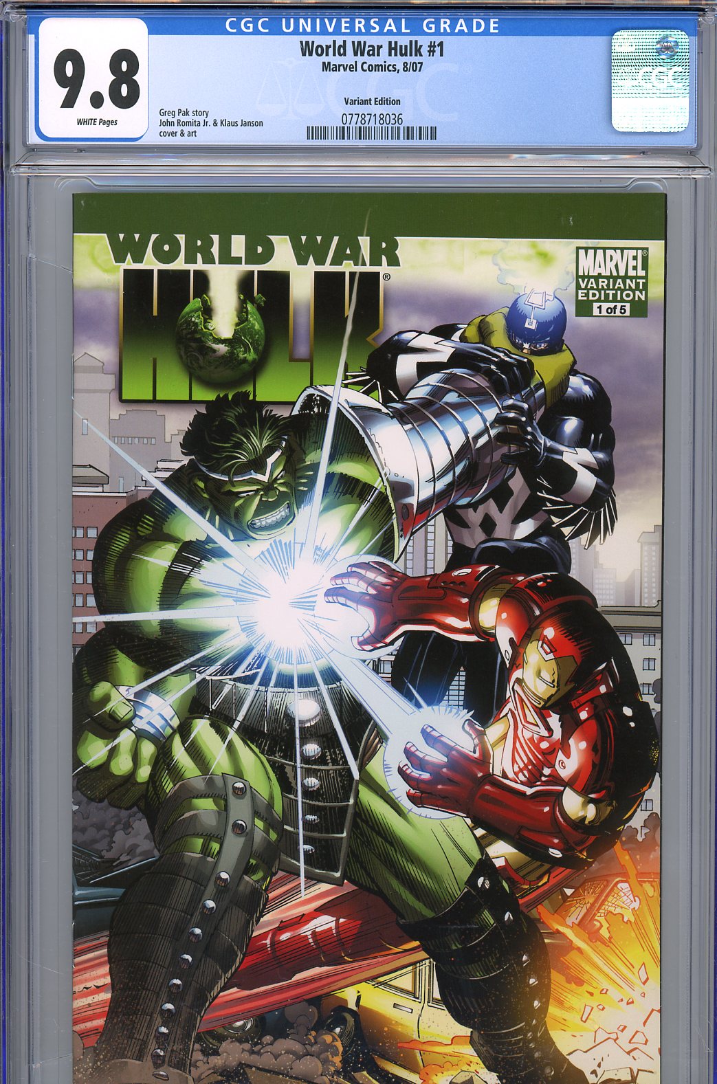 World War Hulk #1 CGC 9.8 w Variant Edition
