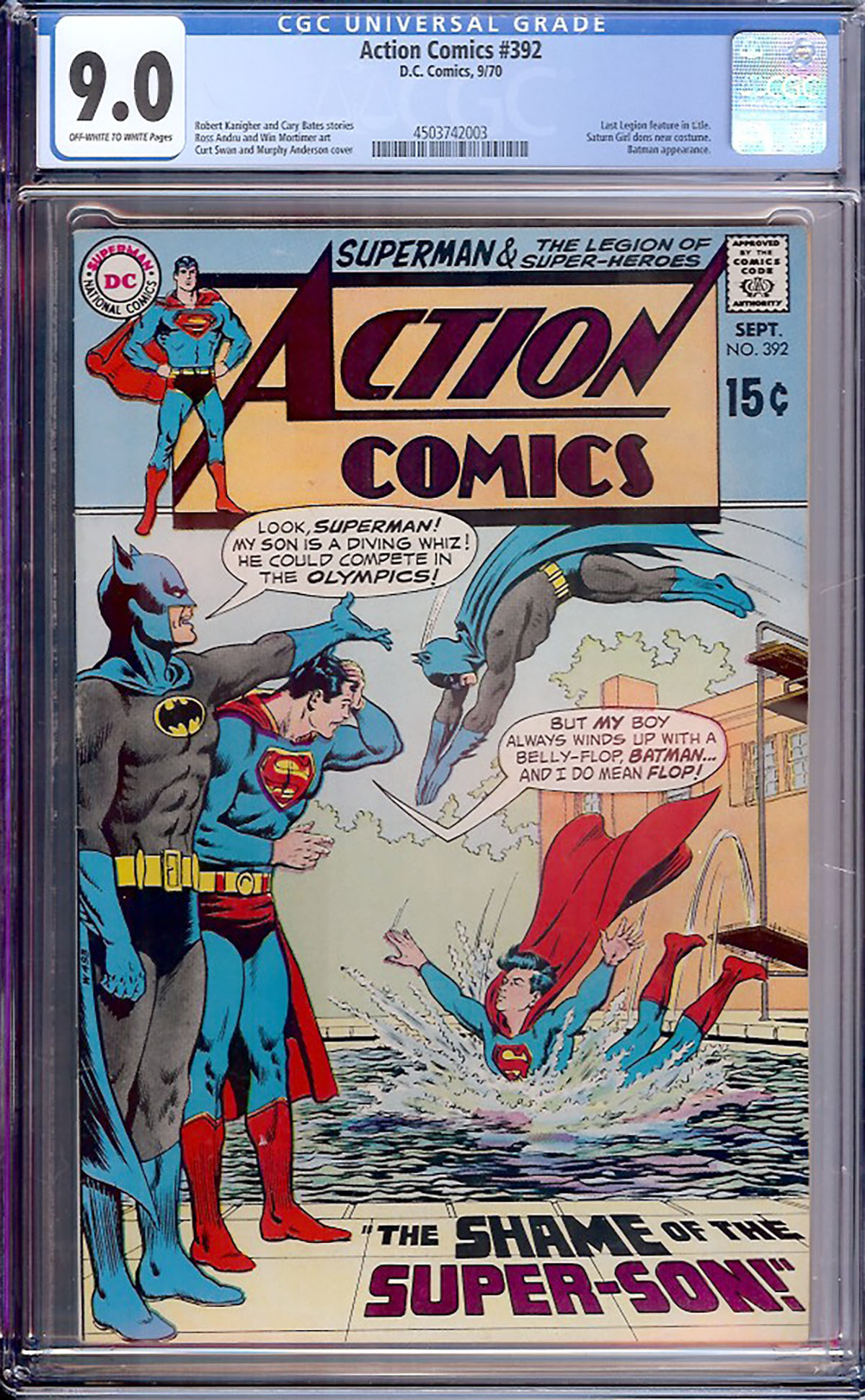 Action Comics #392 CGC 9.0 ow/w