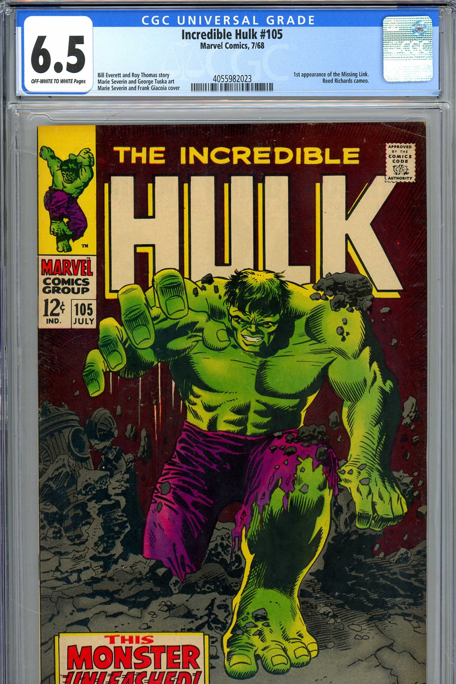 Incredible Hulk #105 CGC 6.5 ow/w