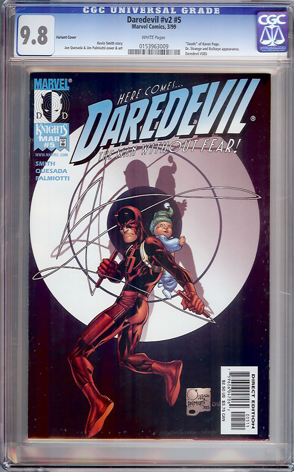 Daredevil Vol 2 #5 CGC 9.8 w Variant Cover