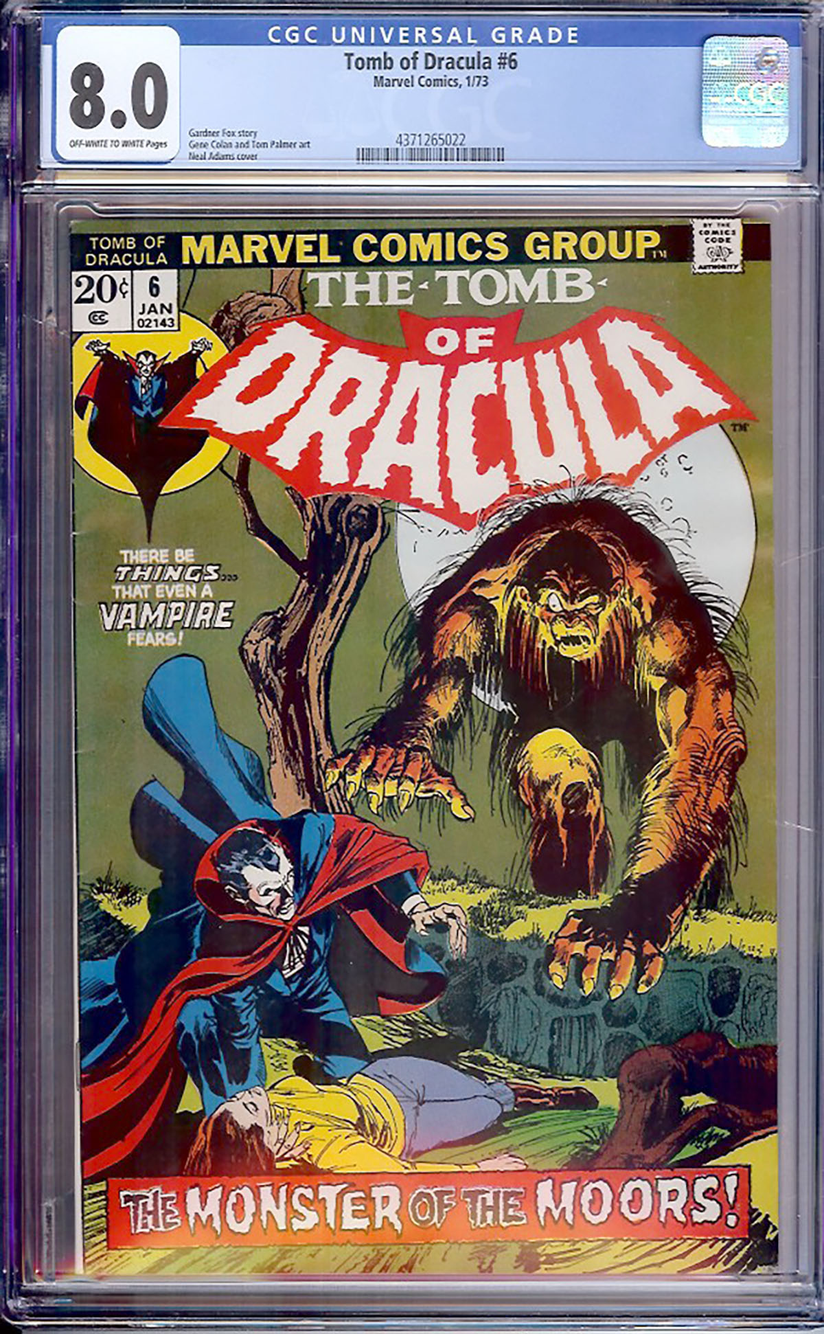 Tomb of Dracula #6 CGC 8.0 ow/w
